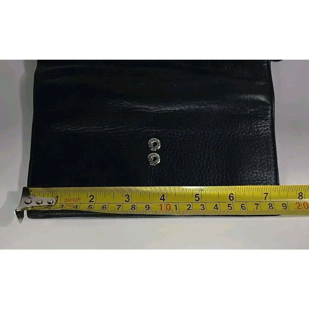 VTG Brighton Black & Brown Croc Embossed Leather Checkbook-‎ Wallet 90's